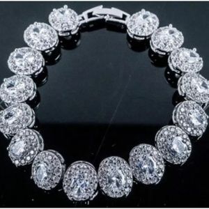 925 Silver Fancy Oval Cluster Bracelet